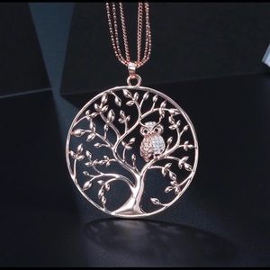 Gold Tree of life Owl Necklace